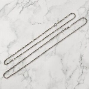 Vintage Monet 18" Rope Chain and Trifari 16" Link Chain Necklace Set Silver Tone